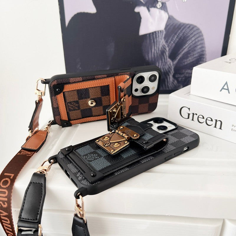 Luxus fekete-fehér Crossbody Chain iPhone tok