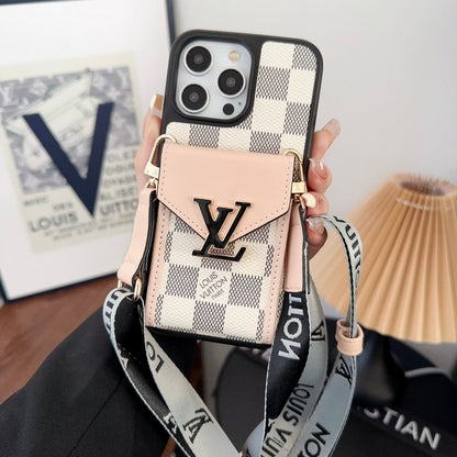 Ylellinen korttilaukku, viisivärinen ketjullinen iPhone-kotelo