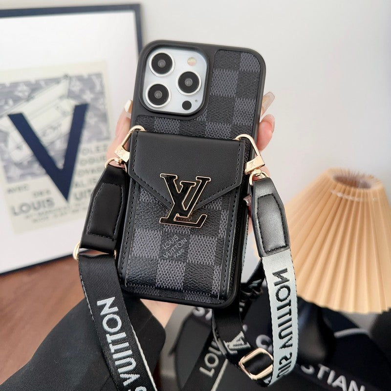 Ylellinen korttilaukku, viisivärinen ketjullinen iPhone-kotelo