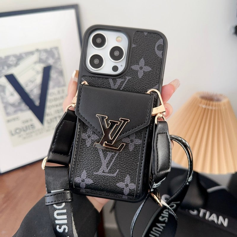 Ylellinen korttilaukku, viisivärinen ketjullinen iPhone-kotelo