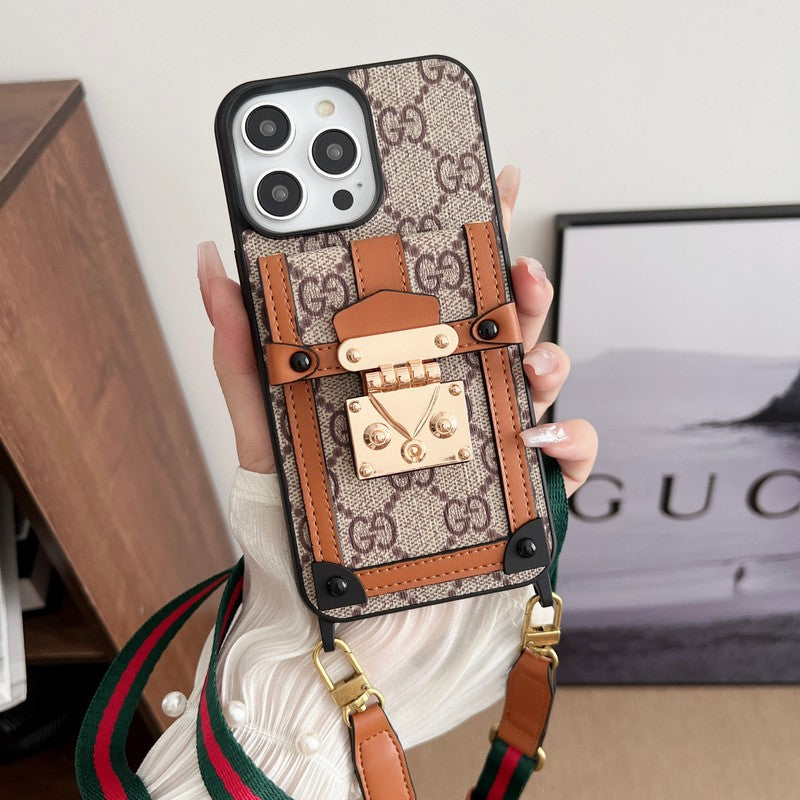 Husă clasică pentru iPhone cu lanț de geanți premium