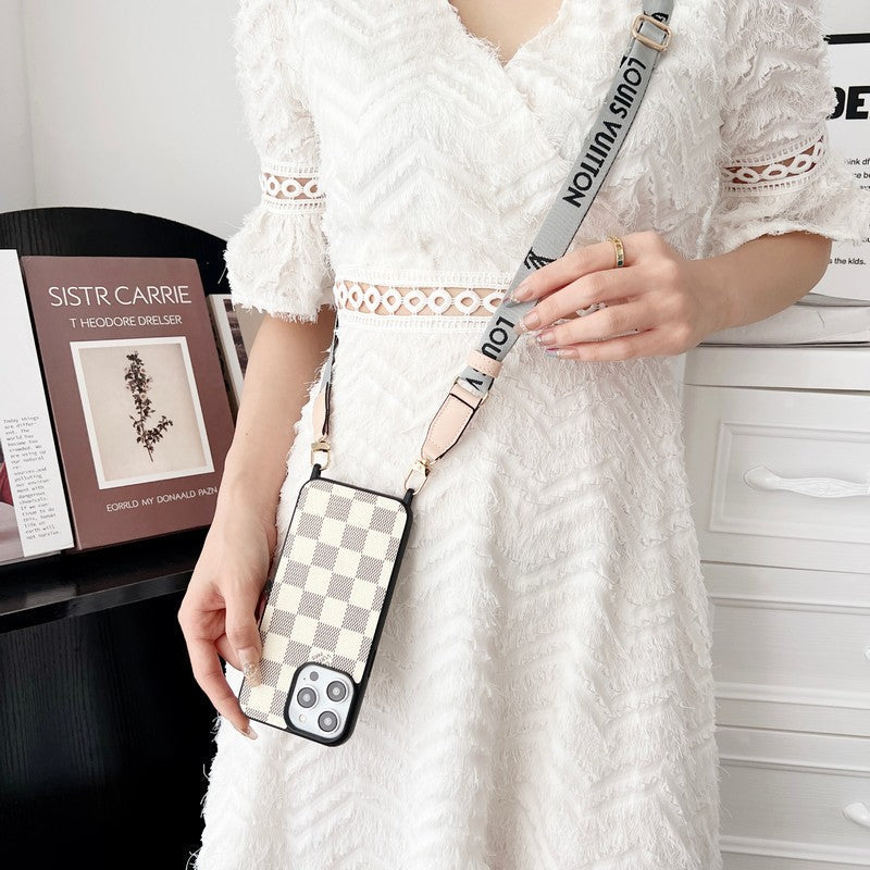 Luxus fekete-fehér Crossbody iPhone tok