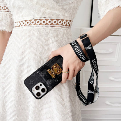 Luxus fekete-fehér Crossbody Chain iPhone tok