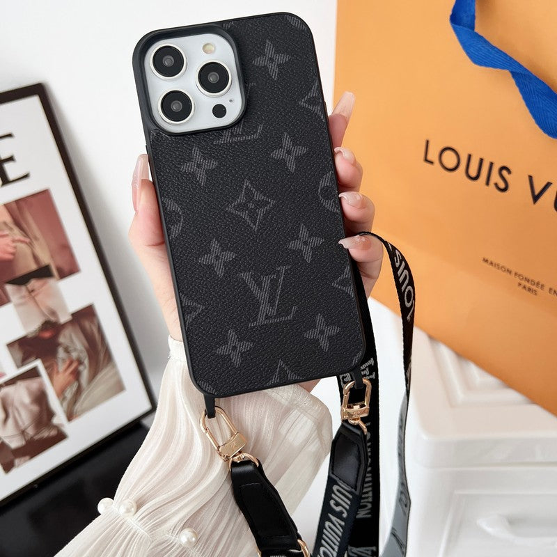Luxus fekete-fehér Crossbody iPhone tok