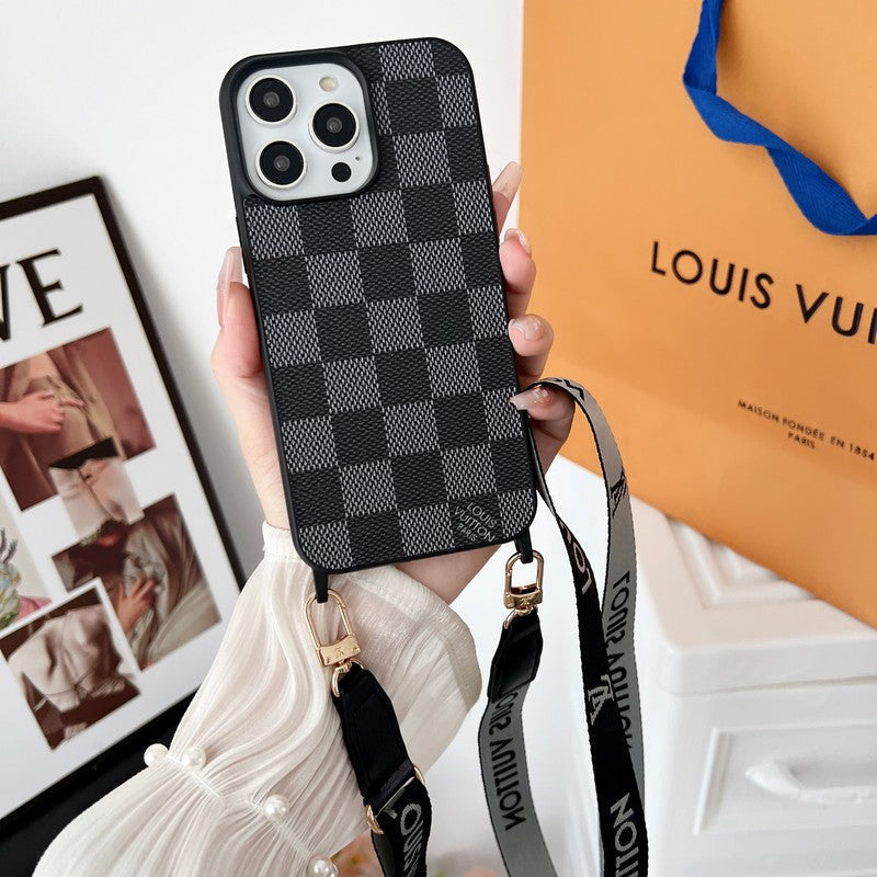 Luxus fekete-fehér Crossbody iPhone tok