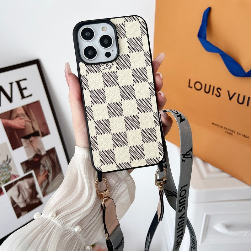 Luxus fekete-fehér Crossbody iPhone tok