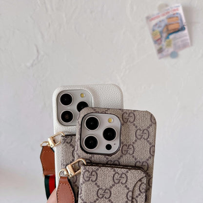 Custodia per iPhone classica a tracolla con borsa per carte Premium