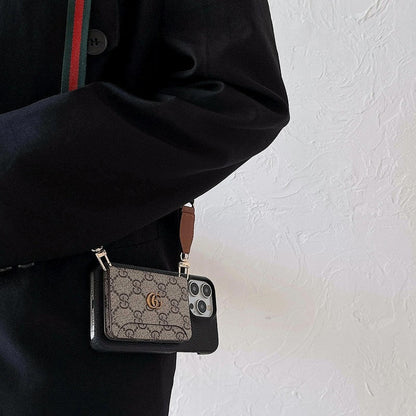 Custodia per iPhone classica a tracolla con borsa per carte Premium