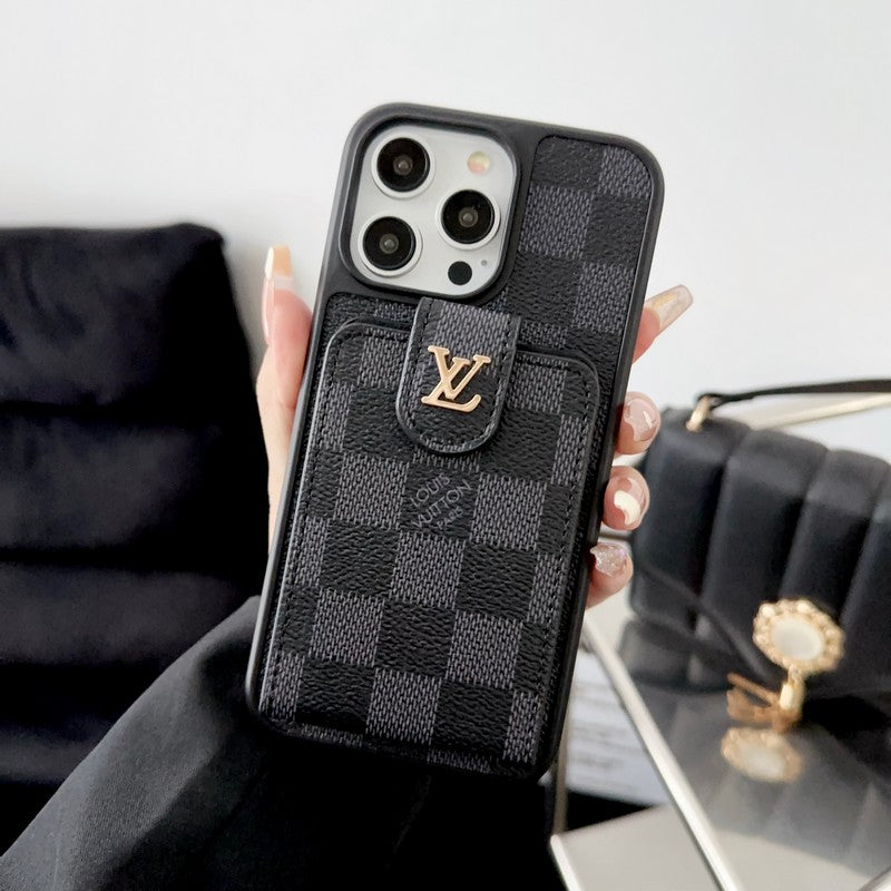 Luksus Black & White Card Bag iPhone-deksel