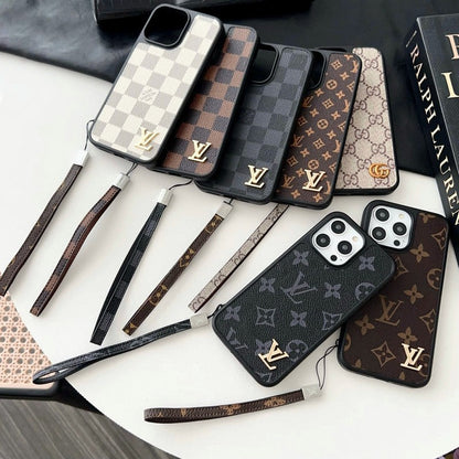 Luxus klasszikus barna kézi láncos iPhone tok