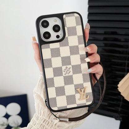 Luksusa melnbalts rokas ķēdes iPhone futrālis