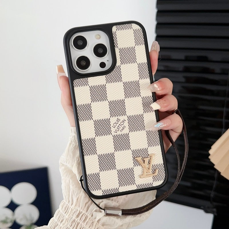 Luksusa melnbalts rokas ķēdes iPhone futrālis
