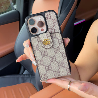 Luxusní crossbody pouzdro na iPhone s držákem na kartu a popruhem