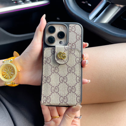 Luxusní crossbody pouzdro na iPhone s držákem na kartu a popruhem