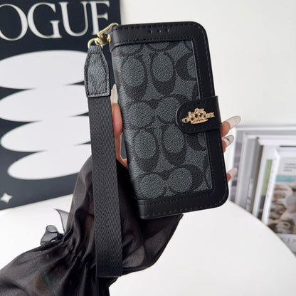 CO Luxury Pattern Wallet iPhone-deksel med kortholder og stropp