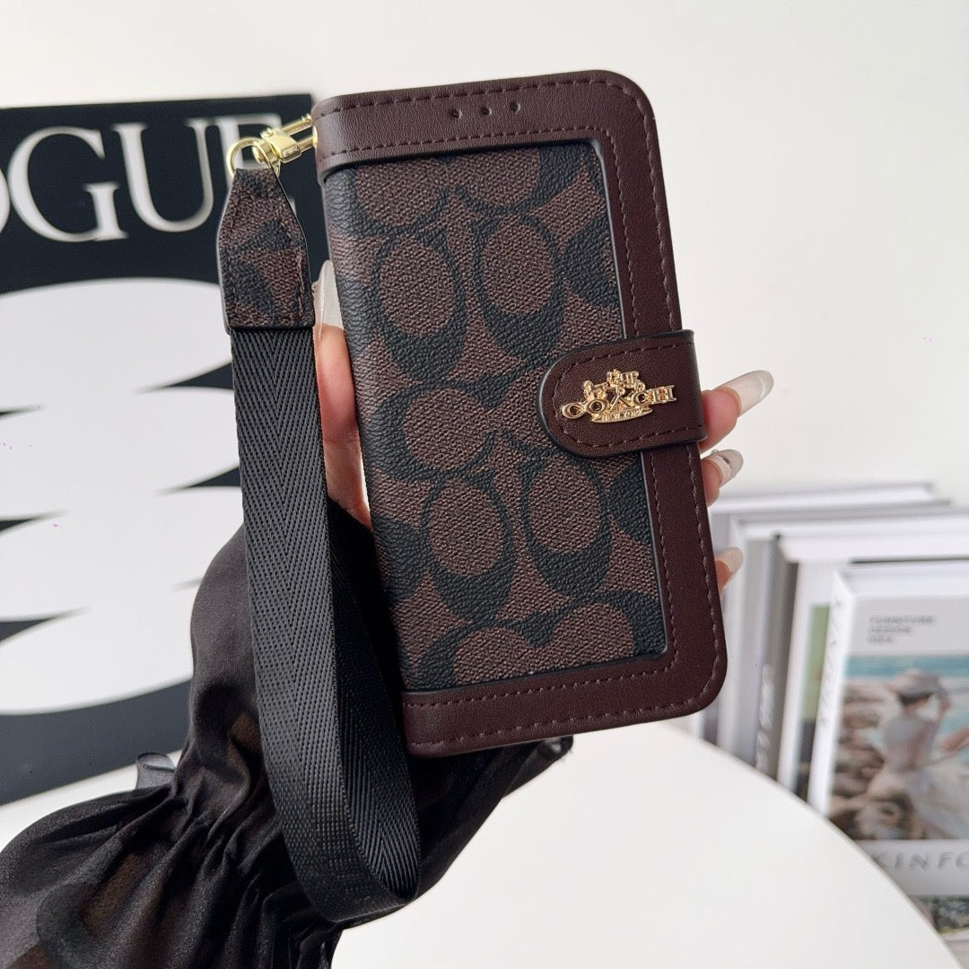 CO Luxury Pattern Wallet iPhone-deksel med kortholder og stropp