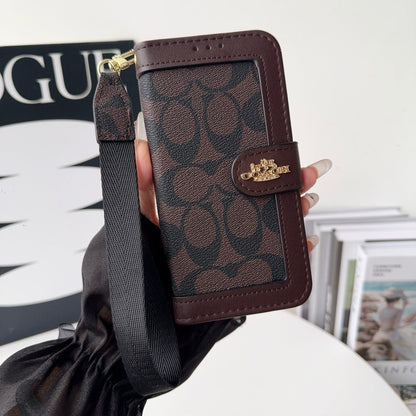 CO Luxury Pattern Wallet iPhone-deksel med kortholder og stropp