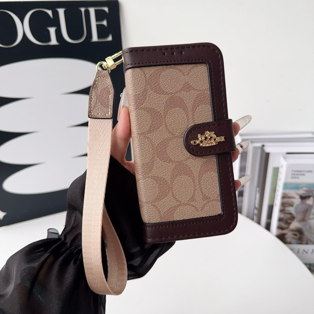 CO Luxury Pattern Wallet iPhone-deksel med kortholder og stropp