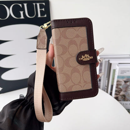 CO Luxury Pattern Wallet iPhone-deksel med kortholder og stropp