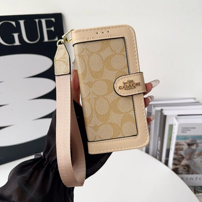 CO Luxury Pattern Wallet iPhone-deksel med kortholder og stropp