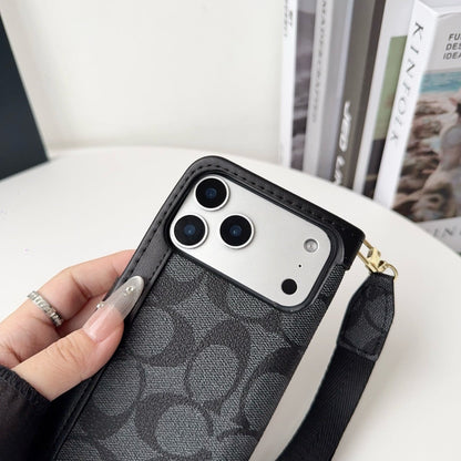 CO Luxury Pattern Wallet iPhone-deksel med kortholder og stropp