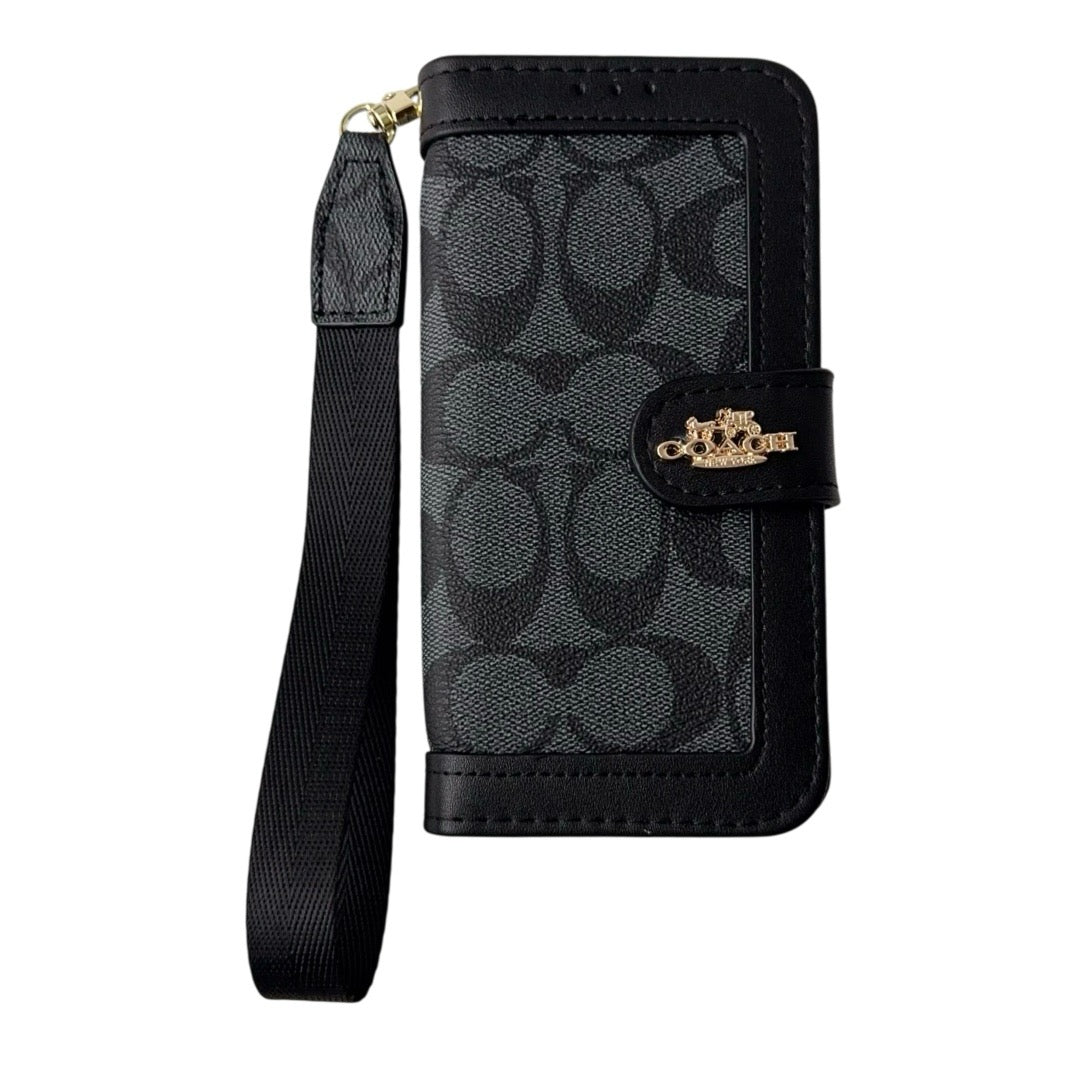 CO Luxury Pattern Wallet iPhone-deksel med kortholder og stropp
