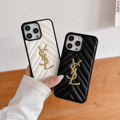 Sint zwart-wit leren iPhone-hoesje