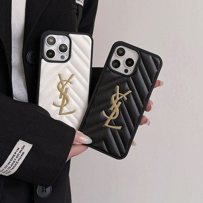 Sint zwart-wit leren iPhone-hoesje