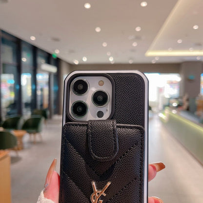 Saint Card Bag Kleur leren iPhone-hoesje