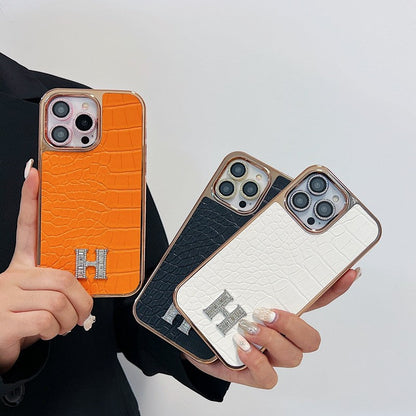 Logotipo de diamante clásico en oro rosa Funda y vinilo para iPhone