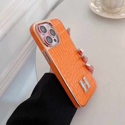 Logotipo de diamante clásico en oro rosa Funda y vinilo para iPhone