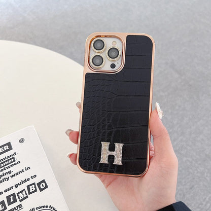 Logotipo de diamante clásico en oro rosa Funda y vinilo para iPhone