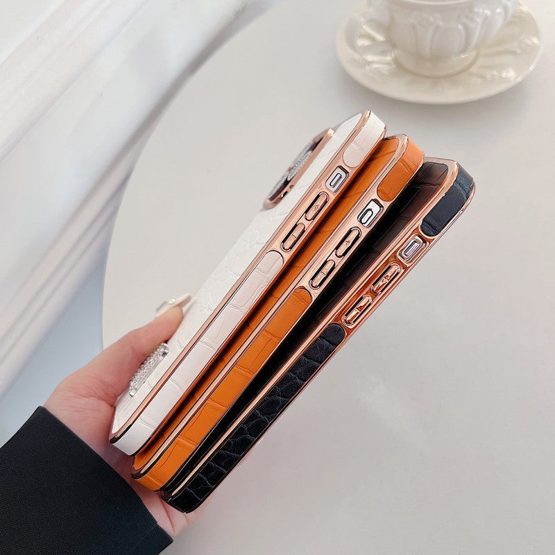 Logotipo de diamante clásico en oro rosa Funda y vinilo para iPhone