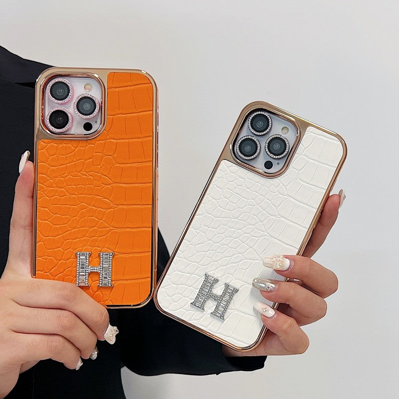 Logotipo de diamante clásico en oro rosa Funda y vinilo para iPhone