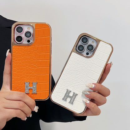Logotipo de diamante clásico en oro rosa Funda y vinilo para iPhone