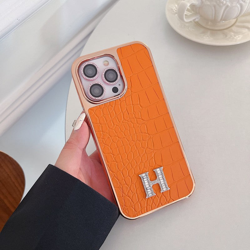 Logotipo de diamante clásico en oro rosa Funda y vinilo para iPhone