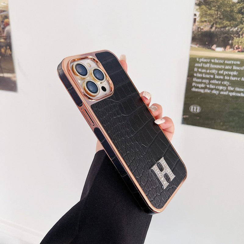Logotipo de diamante clásico en oro rosa Funda y vinilo para iPhone
