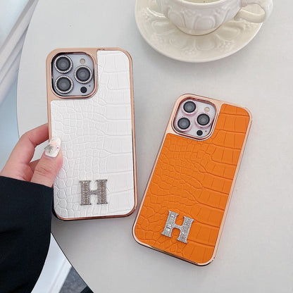 Logotipo de diamante clásico en oro rosa Funda y vinilo para iPhone