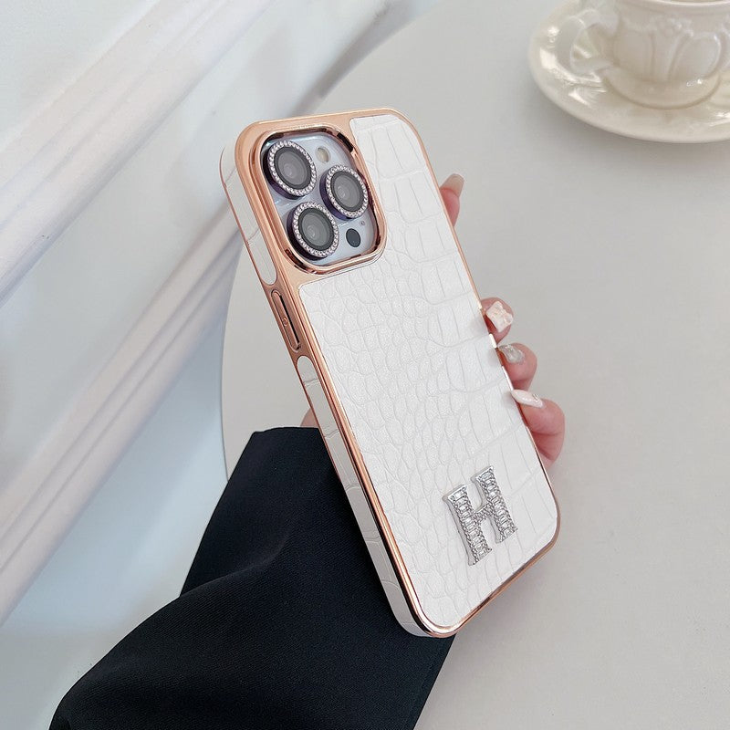 Logotipo de diamante clásico en oro rosa Funda y vinilo para iPhone