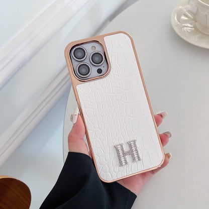 Logotipo de diamante clásico en oro rosa Funda y vinilo para iPhone