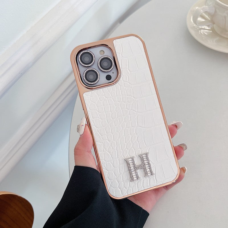 Logotipo de diamante clásico en oro rosa Funda y vinilo para iPhone