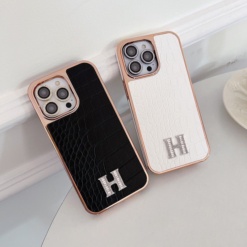 Logotipo de diamante clásico en oro rosa Funda y vinilo para iPhone