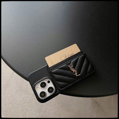 Funda de iPhone de cuero con bolso Saint Card