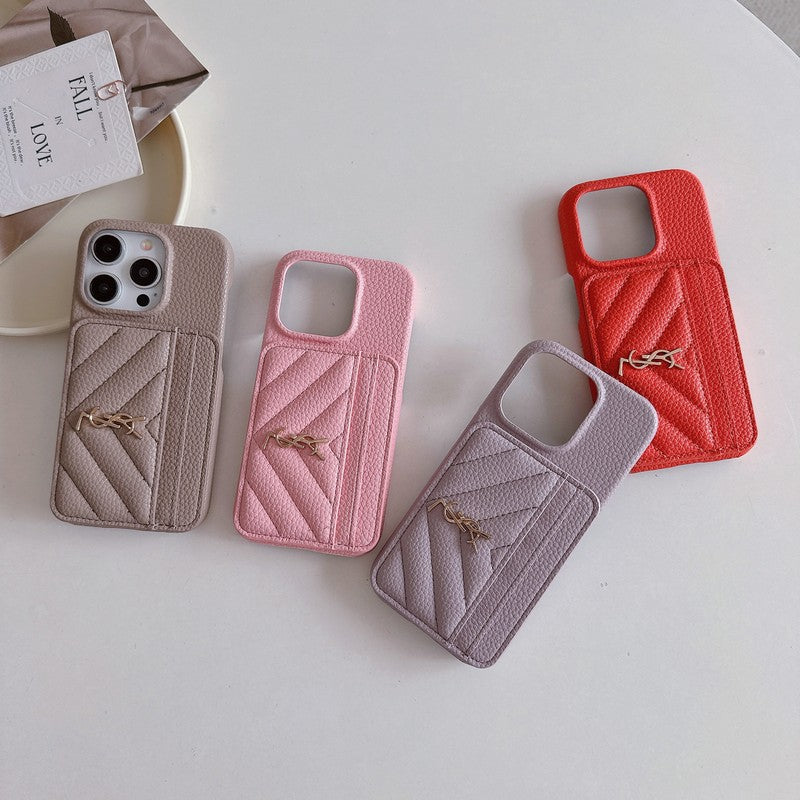 Funda de iPhone de cuero con bolso Saint Card