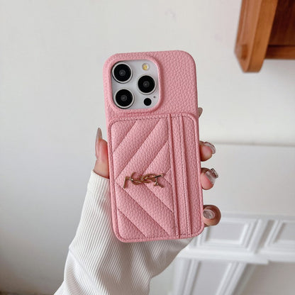 Funda de iPhone de cuero con bolso Saint Card