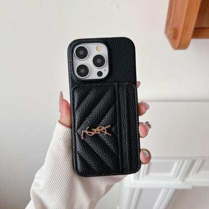 Funda de iPhone de cuero con bolso Saint Card