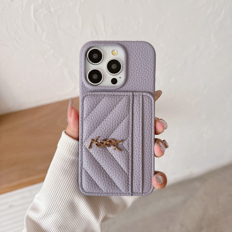 Funda de iPhone de cuero con bolso Saint Card