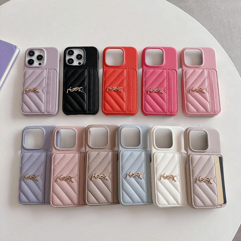 Funda de iPhone de cuero con bolso Saint Card