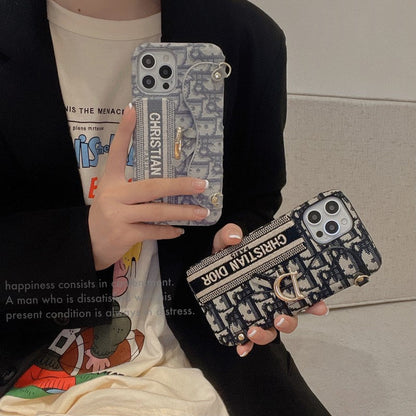 Geantă pentru carduri din material textil negru și gri Husă pentru iPhone
