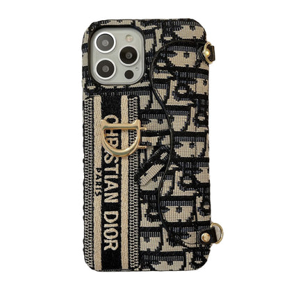 Geantă pentru carduri din material textil negru și gri Husă pentru iPhone